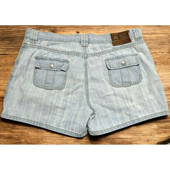 Vintage Ralph Lauren Jean Shorts Womens 12 Light Wash Denim Stripes Pockets Y2K - Picture 1 of 12
